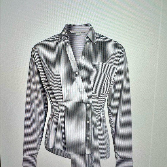 Veronica Beard Tops - Veronica Beard Rosamund Asymmetrical Pinstripe Cotton Blend Shirt